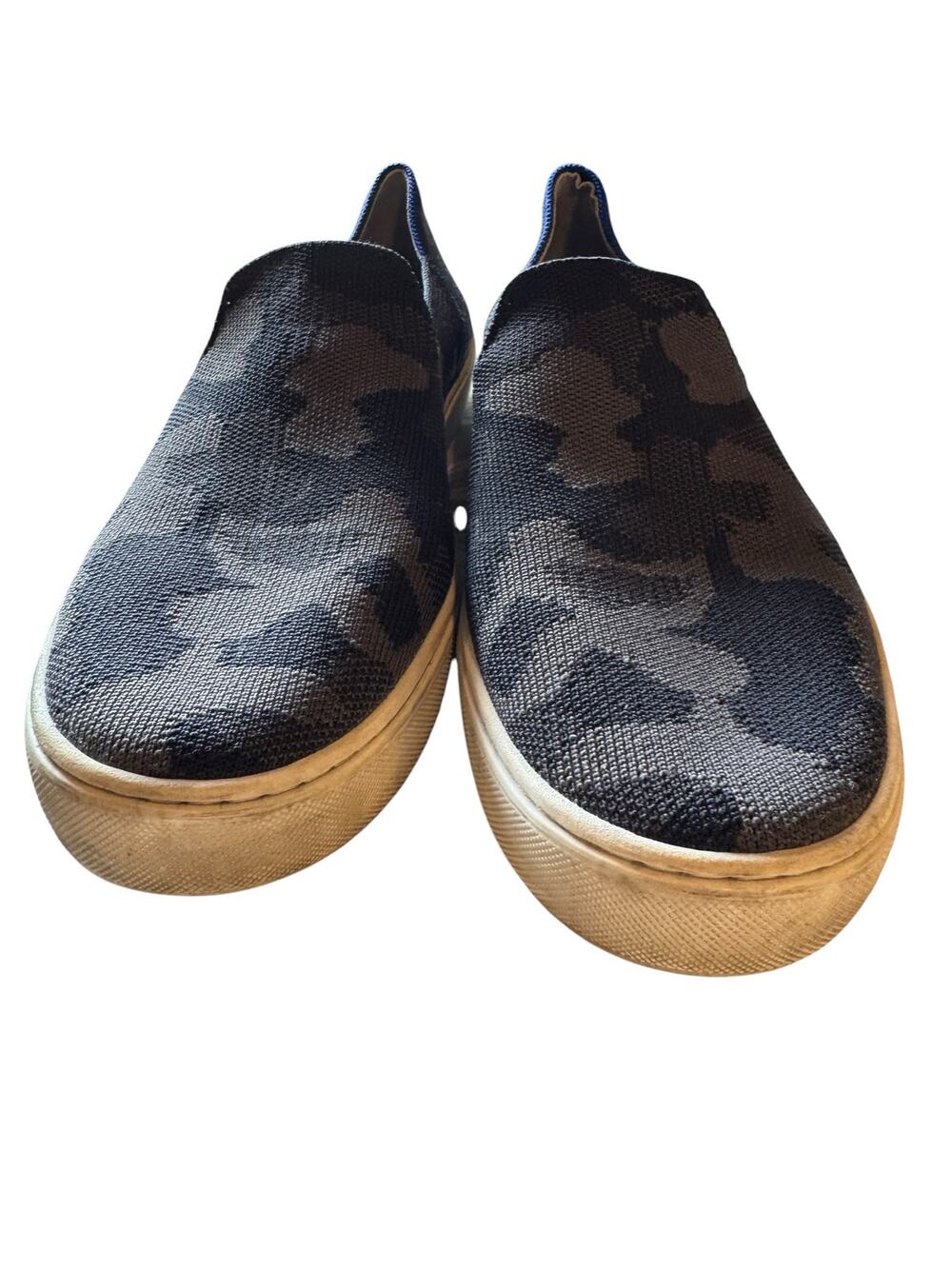 Rothy’s Camo Slip On Sneakers Women’s Size 9.5 Gray Black Knit Casual Shoes